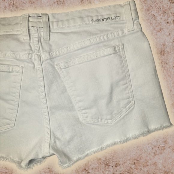 Current/Elliott Women's White Denim ‘Boyfriend’ Shorts in “Sugar” Size 27 - Picture 10 of 11